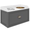 PawHut Elevated Dog Bowl Station with Storage Drawer 21L Capacity & 2 Stainless Bowls Gray