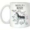 11oz Husky Anatomy Coffee Mug - Cute Dog Lover Gift for Him, Her, Husky Mom & Dad - White Ceramic Mug with