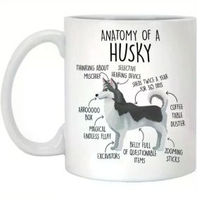 11oz Husky Anatomy Coffee Mug - Cute Dog Lover Gift for Him, Her, Husky Mom & Dad - White Ceramic Mug with
