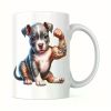11oz Pit Bull Love Mom Ceramic Coffee Mug – Funny Muscular Puppy Design, Perfect Gift for Dog Lovers, Dad,