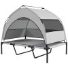 PawHut Elevated Dog Bed with Removable Canopy, Portable Outside Raised Pet Cot with Cooling Pad, Storage Bag, 42" x 30" x 37"