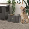 PawHut Large Elevated Dog Bowls with 44L Storage Cabinet, Raised Pet Food Bowl Stand & Feeding Station, Gray