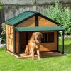 PawHut Wooden Outdoor Dog House with Porch Asphalt Roof for Medium Large Dogs Yellow