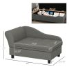 PawHut Elevated Dog Sofa Pet Bed with Storage Soft Cushion for Small Medium Dogs Gray