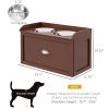 PawHut Pet Feeding Station Pet Dish Bowl Set with Storage, 2 Elevated Dog Bowls for Large Sized Dogs, Brown
