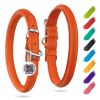 Ultra Soft Rolled Leather Dog Collar 21 - 24 inch Neck Soft Padded Dog Collars for Medium for Large Breed Dogs Male and Female Dog Collar
