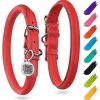 Ultra Soft Rolled Leather Dog Collar 18" - 21 inch Neck Soft Padded Dog Collars for Medium Large Breed Dogs Male and Female Dog Collar