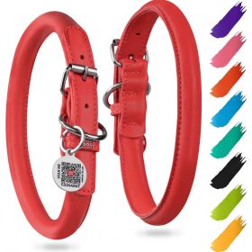 Ultra Soft Rolled Leather Dog Collar 18" - 21 inch Neck Soft Padded Dog Collars for Medium Large Breed Dogs Male and Female Dog Collar