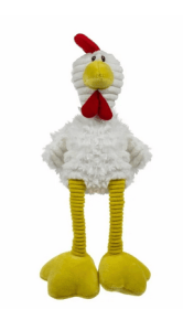 TrustyPup Tall Toes Plush Squeaky Chicken Dog Toy with Chew Guard Technology, White, Large