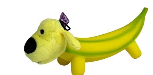 Multipet Smiling Dog Loofa Pals Latex Plush Dog Toy, Banana Shaped