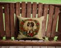 English Toy Spaniel Christmas Flowers Throw Pillow Machine Washable, Indoor Outdoor Decorative Pillow for Couch, Bed or Patio, 14Hx14W
