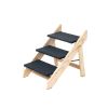 Wood Pet Stairs/Pet Steps - Foldable 3 Levels Dog Stairs & Ramp Perfect for Beds and Cars - Portable Dog/Cat Ladder Up to 110 Pounds