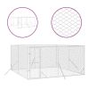 Outdoor Dog Kennel Silver 13.1'x13.1'x6.6' Galvanized Steel