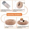 Anti-Slip Round Fluffy Plush Faux Fur Cat Bed, large Brown