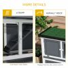 PawHut Wooden Bunny Rabbit Hutch, Small Animal Habitat with Ramp, Removable Tray & Weatherproof Roof, Indoor/Outdoor, Gray