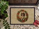 English Toy Spaniel Christmas Flowers Doormat Front Door Mat Indoor Outdoor Rugs for Entryway, Non Slip Washable Low Pile, 24H X 36W