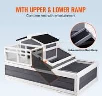 VEVOR Tortoise Habitat Wooden Tortoise House Indoor/Outdoor 3-Room 44x25.6x24in