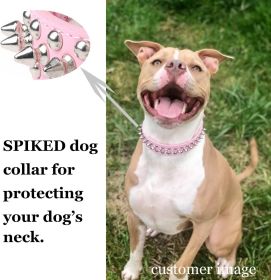 Adjustable Microfiber Leather Spiked Studded Dog Collar with a Squeak Ball Gift for Small Medium Large Pets Like Pit Bull/Bulldog/Pugs/Husky (Color: Black, size: XXL(19.7"-22.4" / 50cm-57cm))