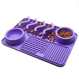 Dog Silicone Licking Pad Pet Licking Mat Silicone Mat Multifunctional Food Bowl (Color: Small Purple Licking Pad)