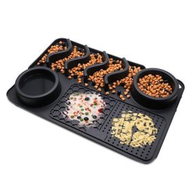 Dog Silicone Licking Pad Pet Licking Mat Silicone Mat Multifunctional Food Bowl (Color: Large Black Licking Pad)