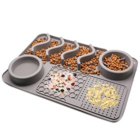 Dog Silicone Licking Pad Pet Licking Mat Silicone Mat Multifunctional Food Bowl (Color: Large Gray Licking Pad)