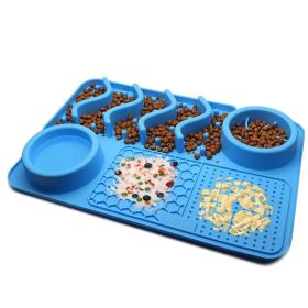 Dog Silicone Licking Pad Pet Licking Mat Silicone Mat Multifunctional Food Bowl (Color: Large Sky Blue Licking Pad)