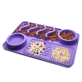 Dog Silicone Licking Pad Pet Licking Mat Silicone Mat Multifunctional Food Bowl (Color: Large Purple Licking Pad)