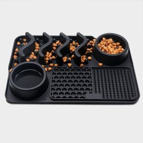 Dog Silicone Licking Pad Pet Licking Mat Silicone Mat Multifunctional Food Bowl (Color: Small Black Licking Pad)