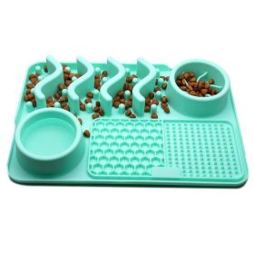 Dog Silicone Licking Pad Pet Licking Mat Silicone Mat Multifunctional Food Bowl (Color: Small Lake Blue Licking Pad)