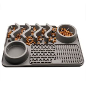 Dog Silicone Licking Pad Pet Licking Mat Silicone Mat Multifunctional Food Bowl (Color: Small Dark Gray Licking Pad)