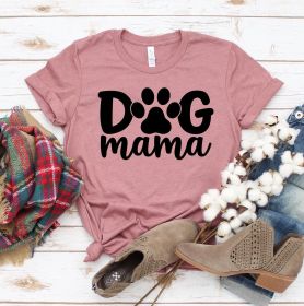 Dog Mama T-shirt (Primary Colour: Heather Raspberry, size: XS)