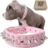 Adjustable Microfiber Leather Spiked Studded Dog Collar with a Squeak Ball Gift for Small Medium Large Pets Like Pit Bull/Bulldog/Pugs/Husky