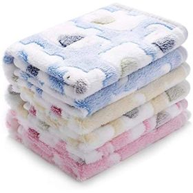 1 Pack 2 Blankets Super Soft Fluffy Premium Cute Elephant Pattern Pet Blanket Flannel Throw for Dog Puppy Cat (Color: Pink, size: Medium (Pack of 2))