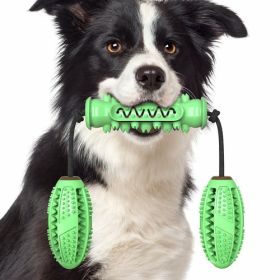 Dog Chew Toys Pet Toothbrush Rubber Bones Teeth Cleaning (Color: Green)
